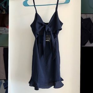 Navy tie front dress